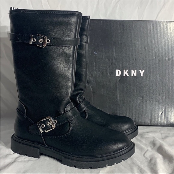DKNY Silver Black Boots New With Box - Picture 1 of 6